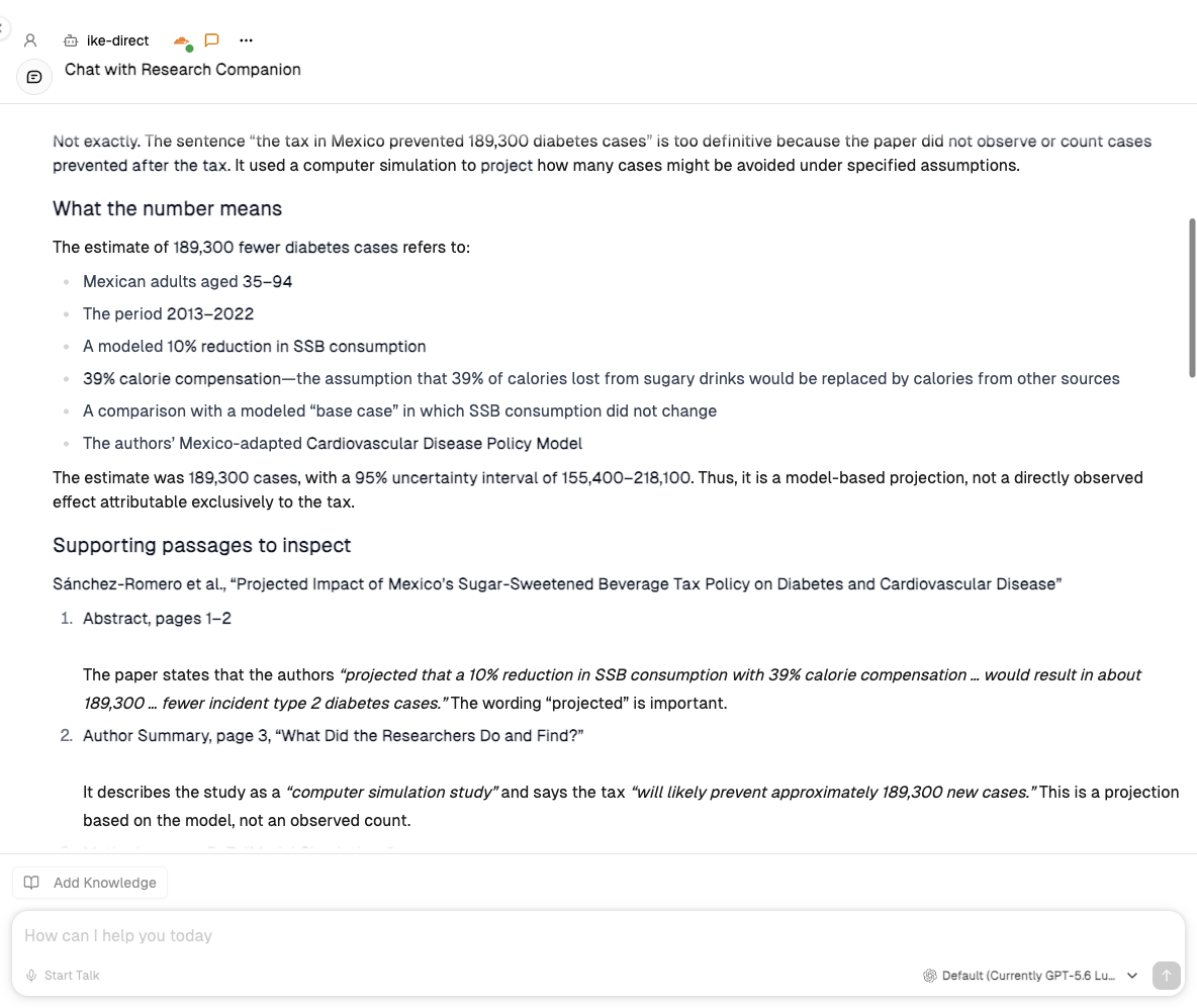 Actual IKE response explaining the population, time period and assumptions behind the 189,300 estimate.